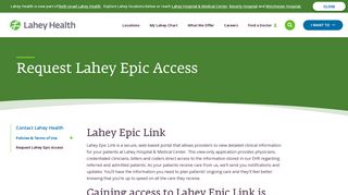 Request Lahey Epic Access - Lahey Health