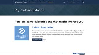 My Subscriptions - Laissez Faire - Laissez Faire Books
