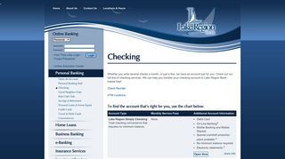 Lake Region Bank - Personal Banking - Checking