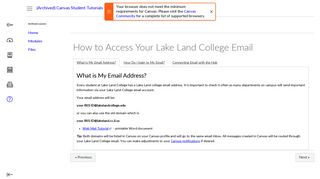 How to Access Your Lake Land College Email: (Archived) Canvas ...