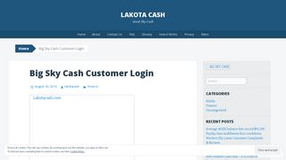 Big Sky Cash Customer Login | Lakota Cash