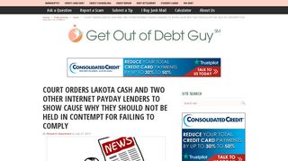 COURT ORDERS LAKOTA CASH AND TWO OTHER INTERNET ...