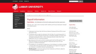Payroll Information - Lamar University