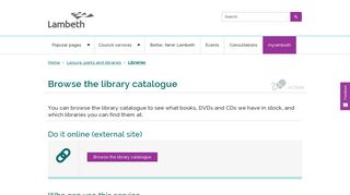 Browse the library catalogue | Lambeth Council