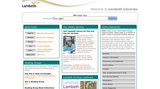 Lambeth Libraries: Lambeth start page