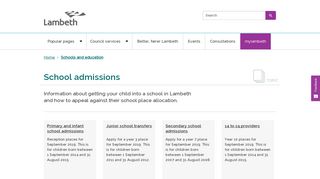 School admissions | Lambeth Council