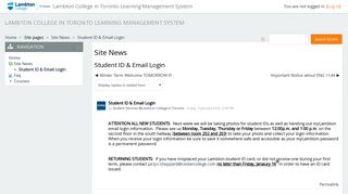 Lambton College in Toronto Learning Management System: Student ID ...