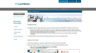 IT - Student Email | MyLambton Portal