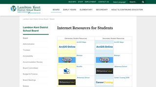 Internet Resources for Students - Lambton Kent District School Board