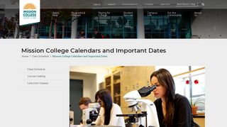 Mission College Calendars and Important Dates