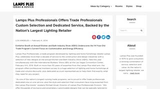 Lamps Plus Professionals Offers Trade Professionals Custom ...