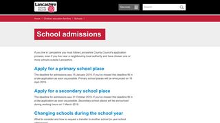 School admissions - Lancashire County Council