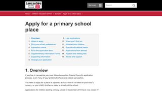 Apply for a primary school place - Lancashire County Council