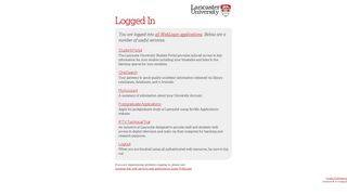 Logged In - WebLogin - Lancaster University