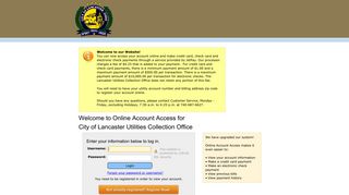Online Account Access for City of Lancaster Utilities Collection Office
