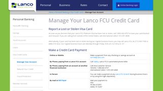 Manage Your Lanco FCU Credit Card - Lanco Federal Credit Union