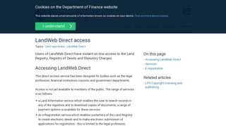 LandWeb Direct access | Department of Finance
