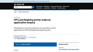 HM Land Registry portal: make an application enquiry - GOV.UK
