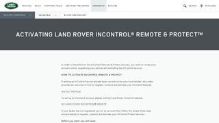 Activate InControl® Remote & Protect™ | Land Rover USA