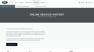 Online Service History - Ownership - Land Rover UK