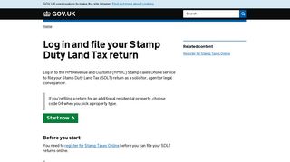 Log in and file your Stamp Duty Land Tax return - GOV.UK