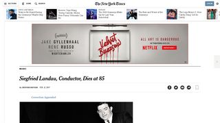 Siegfried Landau, Conductor, Dies at 85 - The New York Times