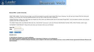 User Login - Bearcat Web - Lander University