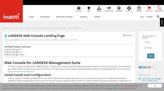 LANDESK Web Console Landing Page | Ivanti User Community