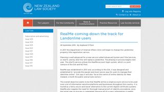 RealMe coming down the track for Landonline users - NZ Law Society