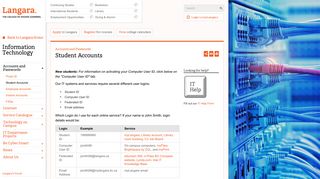 Langara. Information Technology: Accounts and Passwords: Student ...