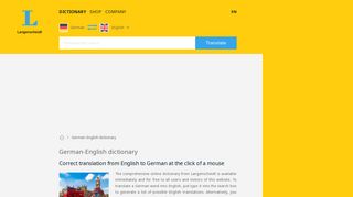 German-English dictionary - translation - Langenscheidt