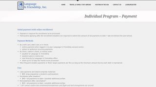Individual Program - Payment - Language & Friendship, Inc.
