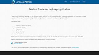 Student Enrolment - Language Perfect
