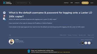 What is the default username & password for logging onto a Lanier LD ...
