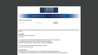 Login with Your Username/Password - Lanier Technical College