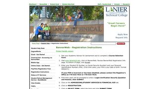 BannerWeb - Registration Instructions - Lanier Technical College