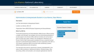 Los Alamos National Laboratory Jobs - Administrative Undergraduate ...