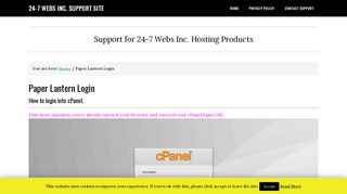 Paper Lantern Login - 24-7 Webs Inc. Support Site