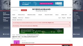 @lantic mail , no smtp authentication?? | MyBroadband
