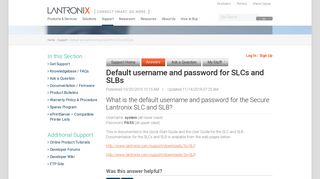 Default username and password for SLCs and SLBs