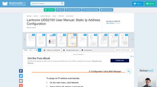 Static Ip Address Configuration - Lantronix UDS2100 User Manual ...