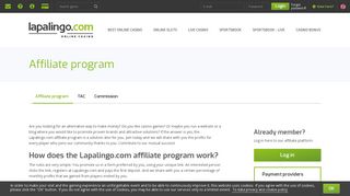Affiliate program at online casino Lapaling - Lapalingo