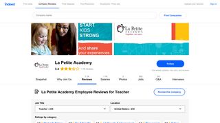 Working as a Teacher at La Petite Academy: 55 Reviews about Pay ...