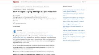 How to open a laptop if I forgot the password of it - Quora