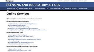 LARA - Online Services - State of Michigan