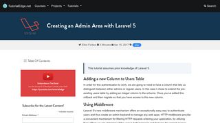 Creating an Admin Area with Laravel 5 | TutorialEdge.net