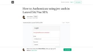 How to Authenticate using jwt-auth in Laravel 5.6/Vue SPA - Medium