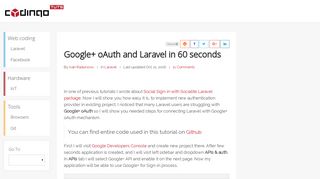 Google+ oAuth and Laravel in 60 seconds | Codingo Tuts