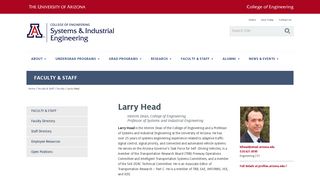 Larry Head | Systems and Industrial Engineering | The University of ...