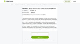 LA's BEST VISTA Training and Content Development Fellow Job in ...